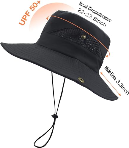 Image of Sun Hat for Men, Wide Brim Summer Protection Cap, Round Cap for Men, Beach Fishing Hat for Hiking, Fishing, Gardning, Travel