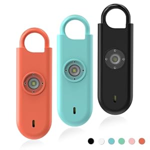 140dB Personal Safety Alarm for Women, 3 Pack Safe Alarm Protection Keychain with Strobe Light & Low Battery Notice, Security Siren Self Defense for Seniors College Girls, Orange+Blue+Black