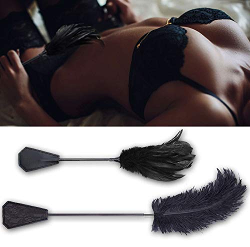 image for Rekink Ostrich Feather Tickler 2 Piece Set | Adult Sex Toys Whip and R