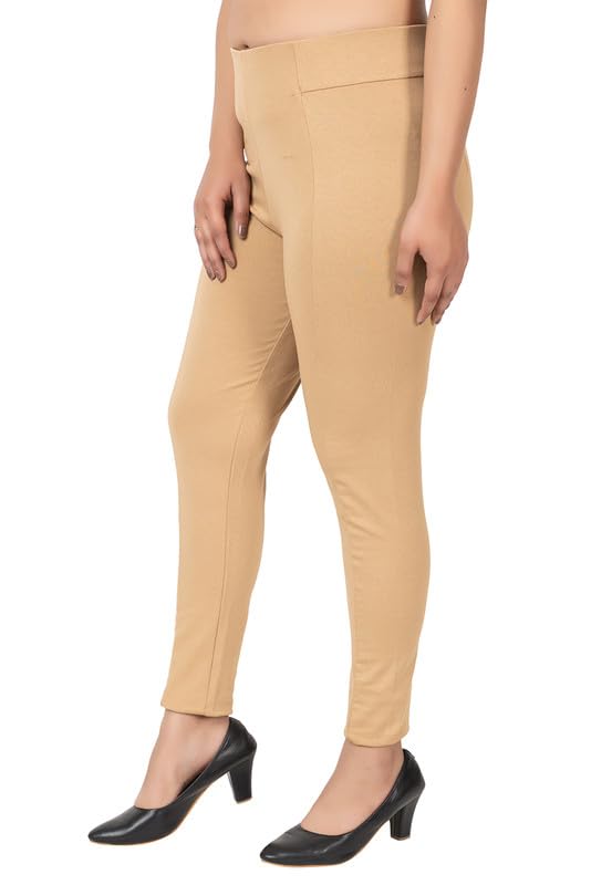 Image of Mlada Slim Fit Jeggings with Elastic Waist Band for Women Office Work Formal Wear Trousers Stretch Cotton Knit High Waist Skinny Fit Jeggings Lycra Pants Travel Comfort Jeggings