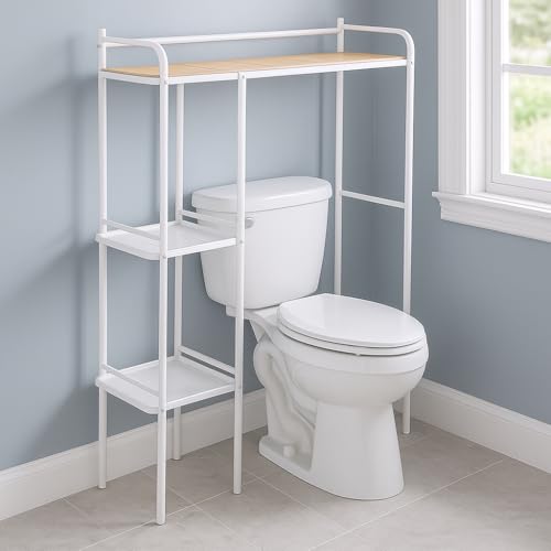 Image of Home Zone Living Over-the-Toilet Bathroom Storage Cabinet Organizer