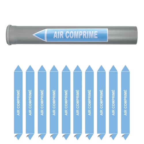 Aluplex Signalétique - Aluplex Signalétique - Planche de 10 marqueurs de tuyauterie AIR (Ø DM 32 à 60) pour fluide AIR COMPRIMÉ / 200 x 26mm