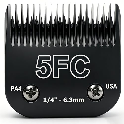 Detachable Pet Dog Grooming Clipper Steel Blades Size-5FC Compatible with Andis Cut Length 1/4(6.3mm) Compatible with Oster A5 fit for Wahl KM Series Clippers Made of Stainless Steel Blade