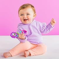 Bright Starts, Rattle and Shake Barbel, Rassel in rosa, mit bunten Perlen und Lichtreflektion – Ansicht 3
