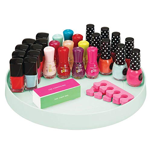 Preisvergleich Produktbild mDesign drehbares Kosmetiktablett stilvolle Ablagefläche für Lotion, Kosmetik und Medikamente runde Kosmetik Aufbewahrung für Bad und Küche aus BPA-freiem Kunststoff und Edelstahl hellgrün