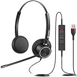 Arama USB Headset with Microphone for PC Laptop Noise Cancelling & Audio Controls Comfort Fit,Clear Chat, Computer Headset for Skype,Zoom,Webinar,Business,Home Office