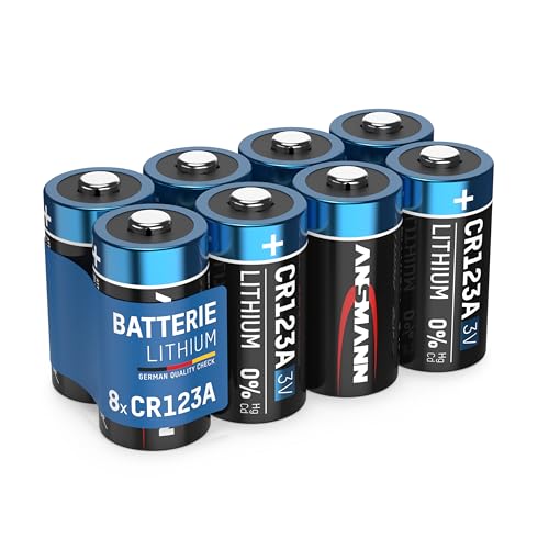 ANSMANN CR123A 3V Lithium Batterie - 8er Pack CR123 Batterien geeignet für Kameras, Alarmanlagen, Taschenlampen und vieles mehr - Einwegbatterie mit 1500 mAh - äußerst hitze- und kältebeständig