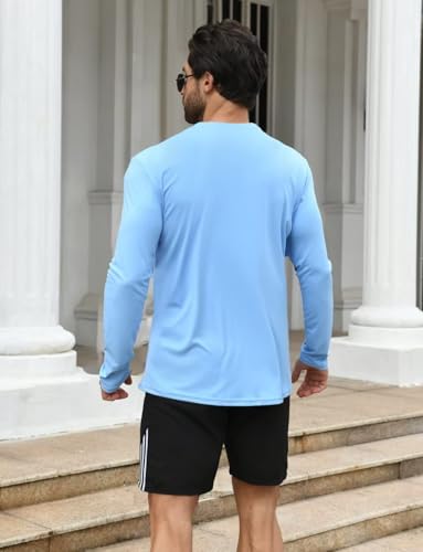 HOPLYNN 2 Pack Men's UPF 50+ Rash Guard Quick-Dry Long Sleeves Shirts, Swim Fishing Shirts UV Sun Protection Shirts for Men2