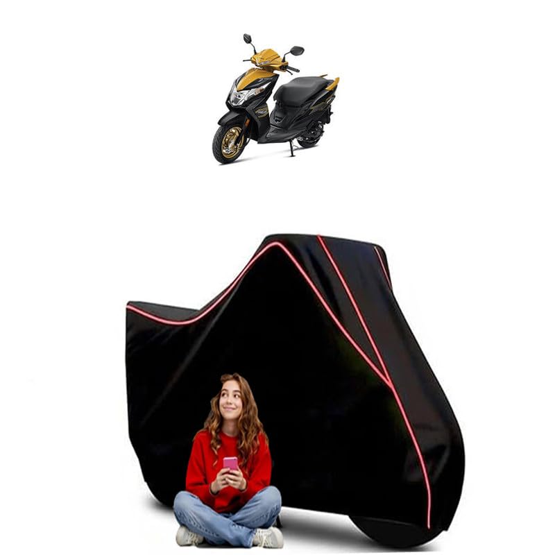 Image of Dio STD Scooty Bike Cover Water Resistant Outdoor Use Universal Fit Scooters Motorcycles Heavy Duty UV Protection Dust Rain Scratch Resistant Elastic Bottom Black Blue Piping