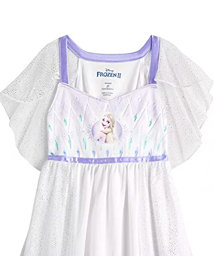 Disney Girls' Frozen Fantasy Nightgown Princess Elsa Dress Pajama, White - Elsa Epilogue, Size 42