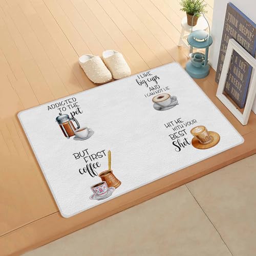 Coffee Theme Antifatigue Kitchen Bath Door Mat Cushioned Runner Rug,Washable Welcome Floor Sink Mat,Waterproof & Non-Slip Comfort Standing Doormat for Kitchen,Vintage Brown Coffee Cake Dessert 18