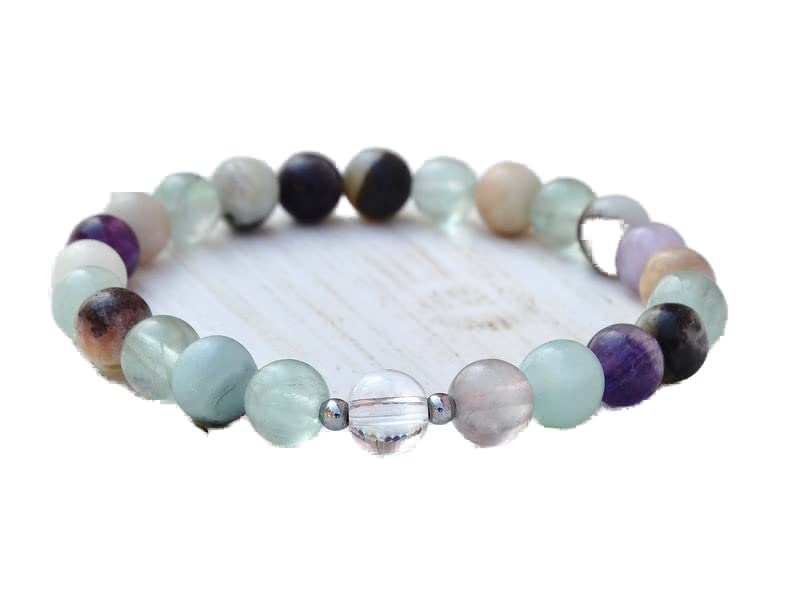 Bracelet en amazonite et fluorite 8mm LKBEADS, pierres naturelles polies pour homme et femme
