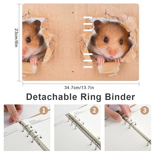 Carnet de notes A5 rechargeable en cuir Funny Hamster à 6 anneaux