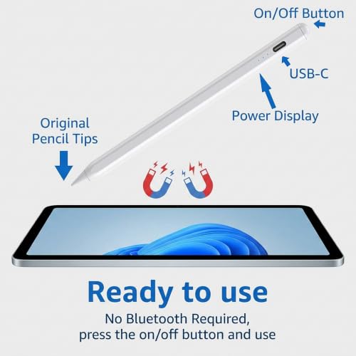 Image of JEDOUBAL Stylus Pen for iPad 2018-2026, 3X Fast Charging iPad Pencil with Palm Rejection & Tilt Sensitivity, Apple Pencil Alternative No Bluetooth Required Compatible with iPad Pro Air Mini