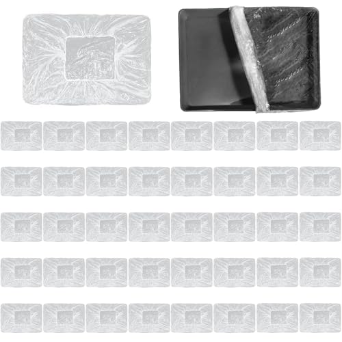KWJEIULSOQ 40Pcs Disposable Paint Tray Liners 9 Inch Roller Tray Liners Transparent Elastic Plastic Paint Pan Liner for Walls and Ceilings,Easy to Clean Up and Color Change