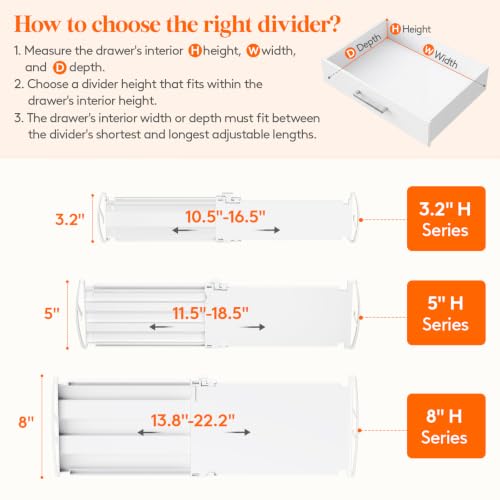 Lifewit Adjustable Drawer Dividers, 5" High 11.5-18.5" Long, 12 Pack by Lifewit - Used condition - Image 2