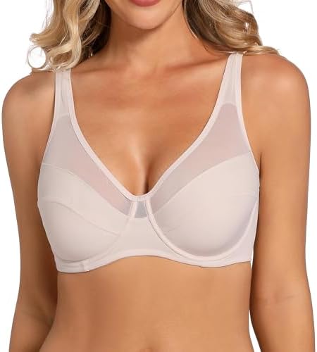 Minimizer Bra for Women Plus Size Underwire Full Coverage Lace Bra, Comfortable for Daily Wear