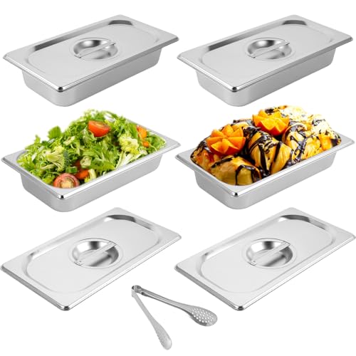 VIDETOL 4 Pièces Bac Inox Alimentaire, 32.5x17.5x6.5CM Récipients en Acier Inoxydable, Bols à...