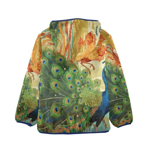Phoenix and Peacock Artwork Design Toddler Fleece Jacket Girl Boys Hooded Fleece Jacket Coat2