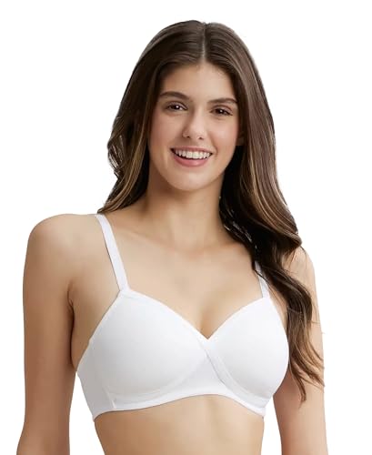 Image of Jockey FE40 Women Wirefree Padded Super Combed Cotton Elastane Stretch Full Coverage T-Shirt Bra with Cross Over Fit