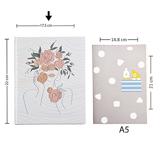 Image of PAPBOO Flower Women Hardbound Hardcover Notebook Diary, (22 X 17.5 cm, 80 GSM, 140 Single Ruled Pages) Journal, Gift