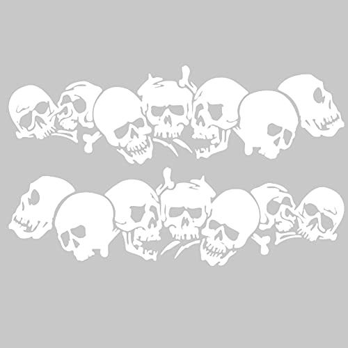 Image of Skull Pattern Auto Side Body Decals Sticker Skull Row Graphics Car Racing Sport Decoration Sticker Self Adhesive Vinyl Sticker 59.06'' x 15.75'', White