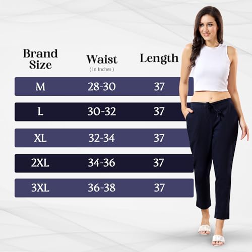 Image of TRASA Ultra Soft Cotton Regular and Plus 8 Colour Cotton Pants for Womens and Girls - Available Sizes : M,L,XL,2XL,3XL,4XL,5XL
