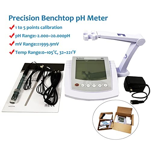 Benchtop PH Meter MV Tester Detector Meter Tempersture Meter with PH Range -2.000 to 20.000pH Resolution 0.001 0.01 0.1pH Selectable