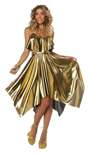 California Costumes Women's 70'S Disco Dress-Gold, Small