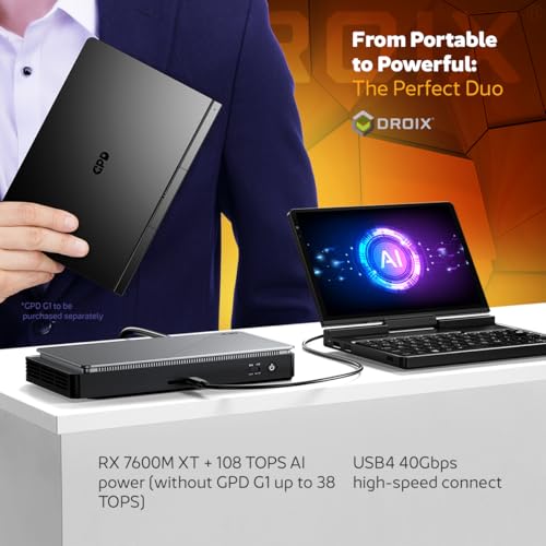 GPD Pocket 4: Mini Laptop with AMD Ryzen 7 8840U CPU, Radeon 780M GPU, 16GB LPDDR5X RAM, 1TB PCIe Gen4 SSD, 8.8 Inch 2.5K 144Hz Display, Wi-Fi 6E, Bluetooth 5.3, Modular AI Handheld PC