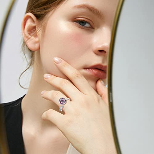 SIMPLGIRL 925 Sterling Silver Anxiety Spinner Fidget Rose Flower Ring for Women Girls Fidget Rings for Anxiety Spinning Adjustable Spinner Band Ring Jewelry Gifts - Image 4