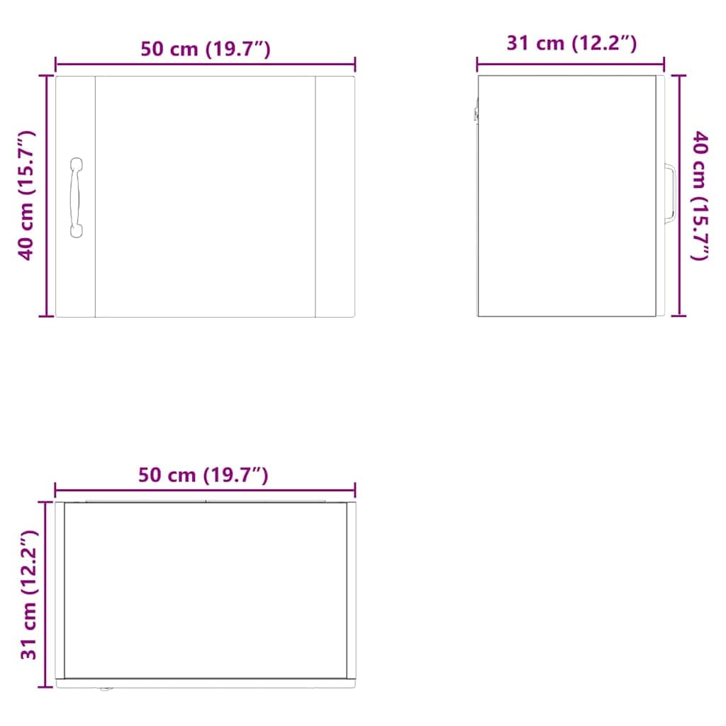 Wandschrank Porto Holzwerkstoff grau Sonoma 50 x 31 x 40 cm mit Tür 1 Regal wandmontiert für Vorrat und Küchenorganisation