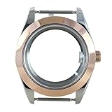 Gladiaond 1 pz 36mm 40mm cassa vetro zaffiro for NH35 NH36 NH34 8215 movimento 28,5mm quadrante argentato bordo smussato orologio(Silvery Rose Gold 1,Miyota 8215)