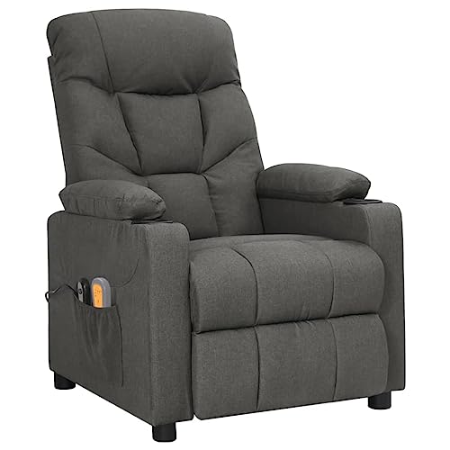 Genérico Sillón de Masaje eléctrico Tela Gris Oscuro,Sillas,Sillones de Masaje eléctricos-3098828