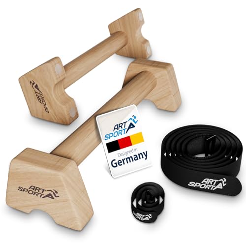 ArtSport Liegestützgriffe aus Holz L - Calisthenics Parallettes Liegestütz Barren Indoor & Outdoor ergonomische Handstand Griffe