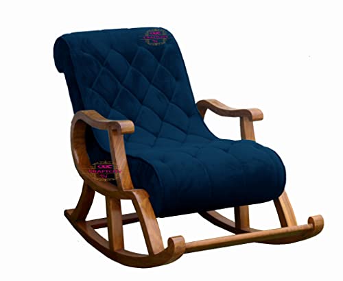 Image of CRAFTCITY Ergonomic Rosewood Rocking Chair (Blue 1)