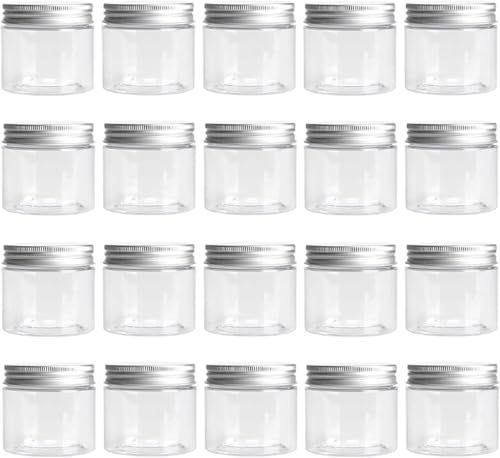 20 Pcs 小さいプラスチック貯蔵の瓶 円形のプラスチック貯蔵の瓶 ふたが付いている円形の明確で小さいガラス貯蔵の瓶 BPA なしの空のスライムの貯蔵の瓶 185ml キッチン整理 スパイス保管 透明収納容器 (170ml)