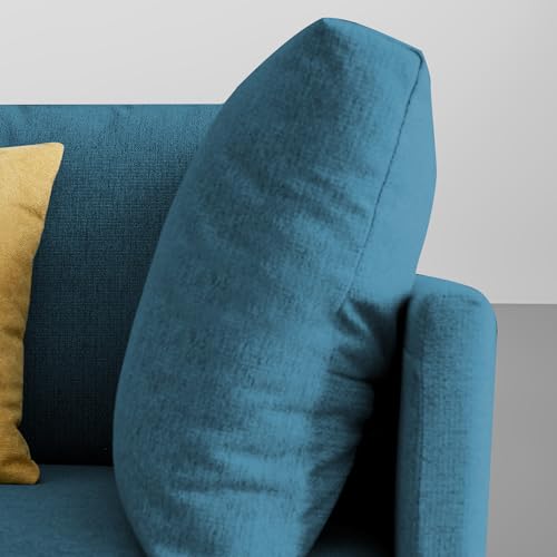 Image of Carina LHS 4 Seater L Shape Sofa Set with Center Table for Living Room (Turquise Fabric) Premium Fabric Sofa