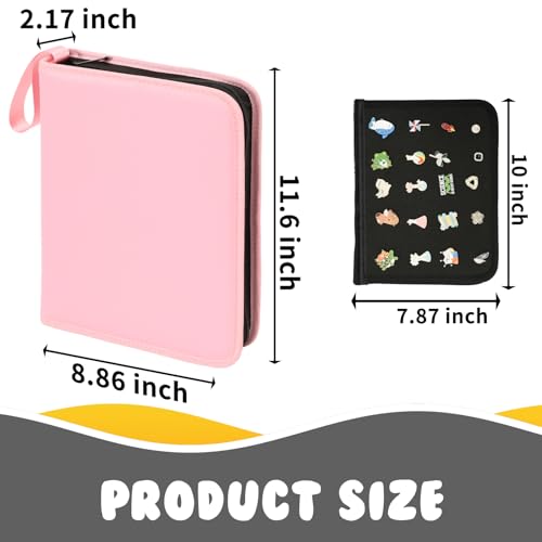 Image of Oeun fan Enamel Pin Display Book, 6-Page Pin Trading Book, Portable Pin Bag and Pin Board (PU Pink)