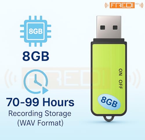 Image of FREDI HD PLUS USB Voice Recorder, Clear Audio Recording Pen Drive 8GB Inbuilt Memory Digital Voice Recorder Portable Audio Recorder for Home Office Meetings Lectures Interviews
