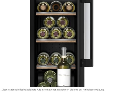 Bosch KUW20VHF0 Serie 6 Weinkühlschrank, 82 x 30 cm, 21 Flaschen, Temperatur: 5-20 °C, eine Temperaturzone, 58 L, LED-Beleuchtung gleichmäßige Ausleuchtung, ausschaltbares Präsenterlicht