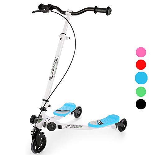 Hopekings Patinete Scooter de 3 Ruedas para niños Mayores de 5 años, Plegable, Asas Ajustables (Azul)