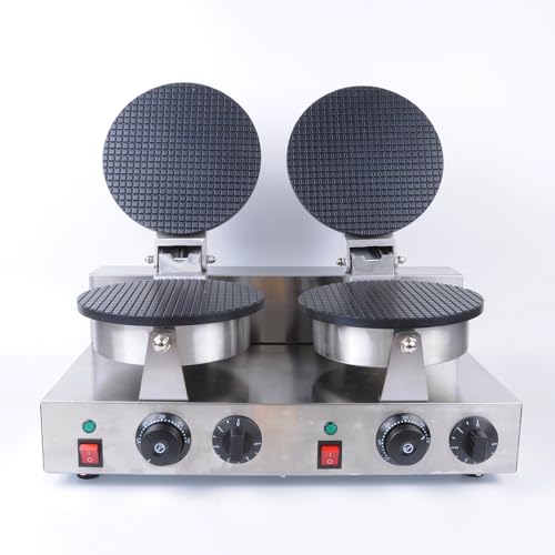 Generic Commercial electric ice cream cone machine, waffle biscuit machine, double baking machine 110V, As shown in the figure, SUNGY499