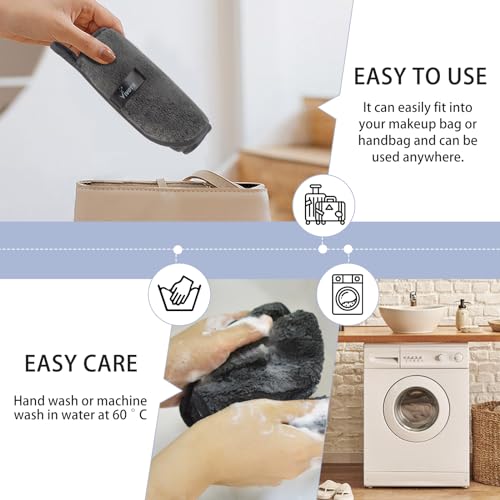 VIVOTE Premium Makeup Remover Cloths Microfibre Face Cloths Reusable Flannel Face Cloth Soft Face Cleansing Cloth 15 * 30cm 4 Pack (Dark Gray) - Image 8
