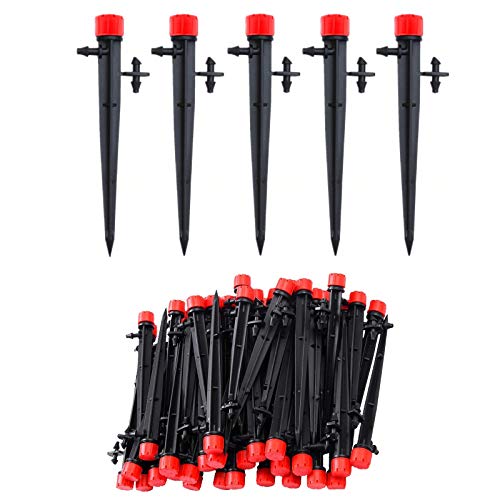 50 Pcs Adjustable Irrigation Drippers Adjustable 360 Degree Water Flow Drip Emitters, Connector for 4/7 MM Tude for Watering System for Watering Potted Plants, Agriculture, Lawn and Garden