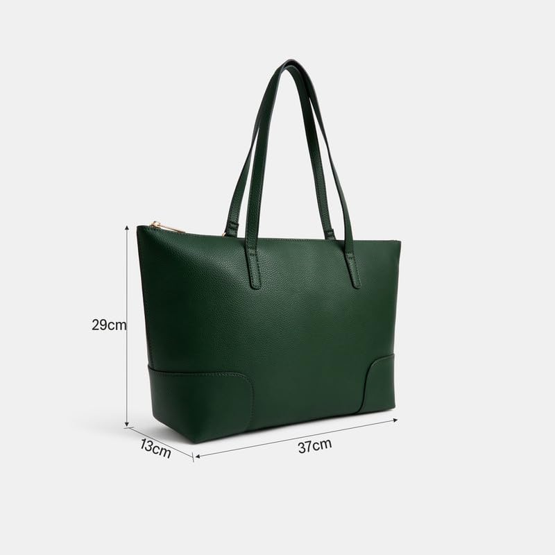 Image of Accessorize London Women's Green Plain Tote Bag Green| Hand bags for women stylish | Shoulder bag for woman latest | Purse for women handbag