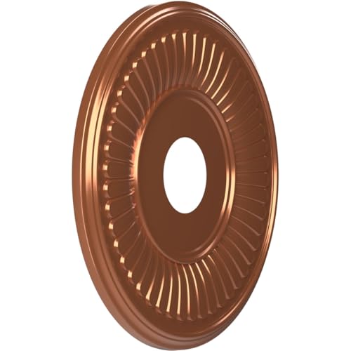 Image of Ekena Millwork CMP16BEBCO Berkshire Thermoformed PVC Ceiling Medallion (Fits Canopies up to 7 inch), 16 inchOD x 3 1 /2 inchID x 1 inchP, Bright Coat Copper