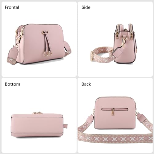 Triple Zip Small Crossbody Bags for Women Vegan Leather Purses Shoulder Handbags,Wide Strap Cell Phone Purse3