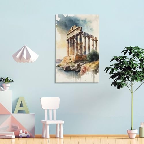 Tableau sur toile temple de Poséidon déco salon 30x45cm