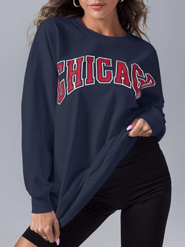 Image of Langwyqu Women's Oversized Sweatshirt Los Angeles California Crewneck Long Sleeve Casual Loose Pullover Tops